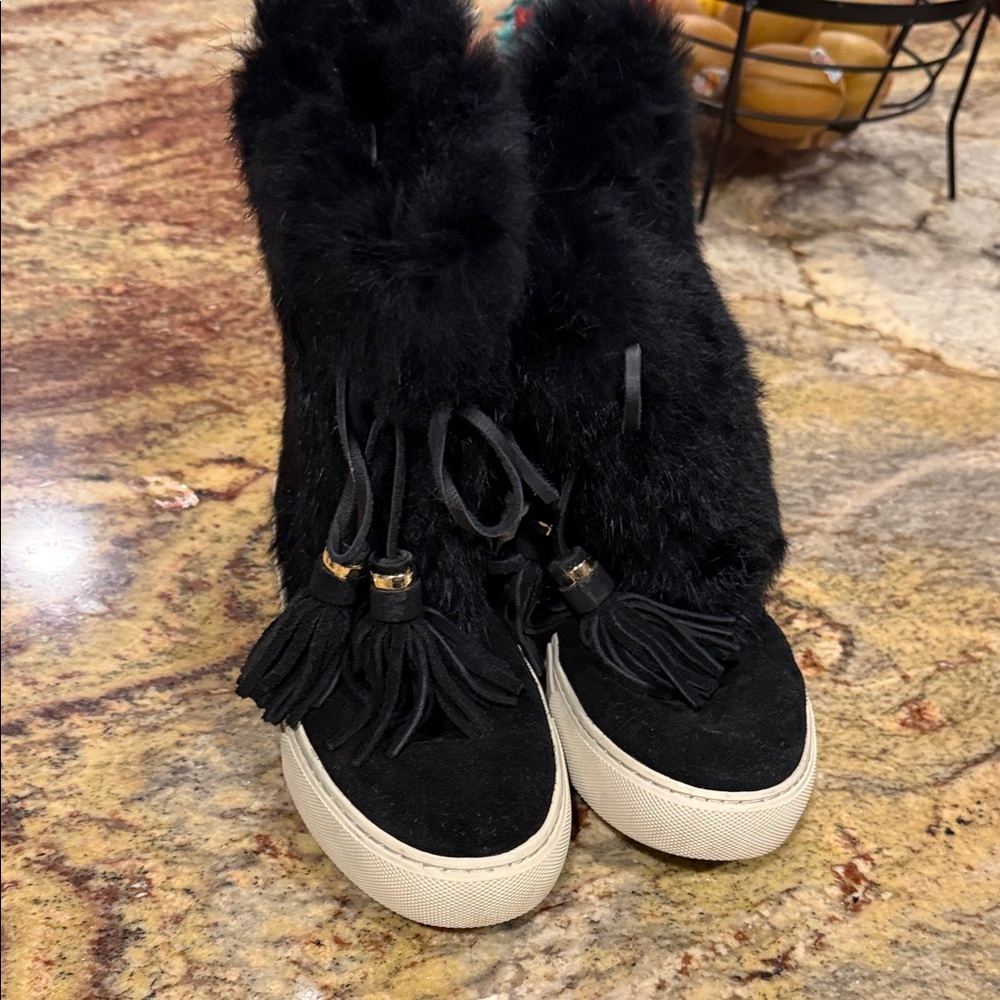 Tory Burch Black Fur Winter Boots - Picture 5 of 5